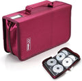 CCidea CD Case DVD Storage Holder, 128 Capacity DVD Cases Organizer CD Plastic Protective Carrying Binder,Portable Cd Wallet for Home Travel (Red), 128-red, L11.4 xW 6.4 x H3.5 INCH, Beauty Case by CCidea