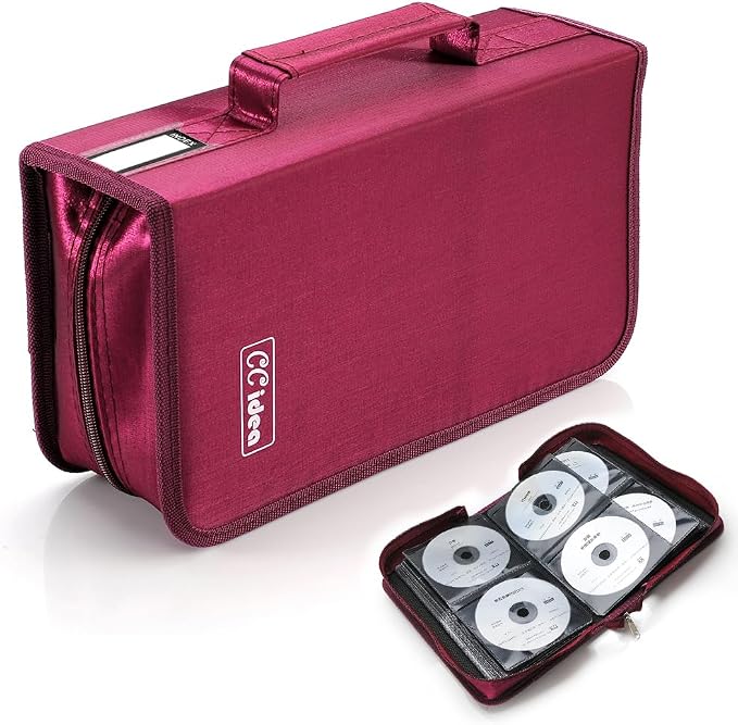 CCidea CD Case DVD Storage Holder, 128 Capacity DVD Cases Organizer CD Plastic Protective Carrying Binder,Portable Cd Wallet for Home Travel (Red), 128-red, L11.4 xW 6.4 x H3.5 INCH, Beauty Case by CCidea
