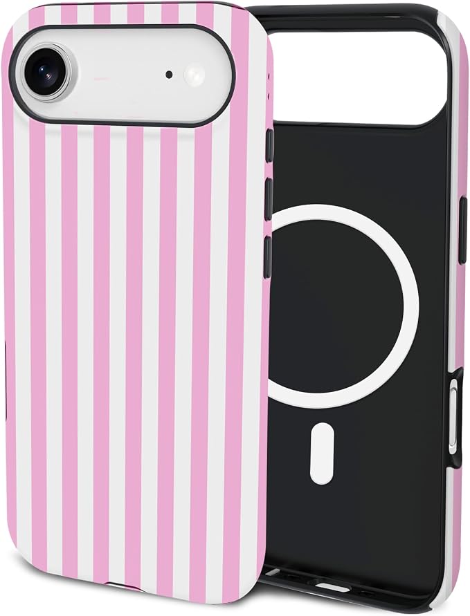 TPU Phone Case for iPhone 17 Air, MagSafe Wireless Charging Compatible, Shockproof Slim Fit Protective Cover with Anti-Yellowing & Raised Camera Protection (Pink Stripe, iPhone 17 Air(6.5")) by Unknown
