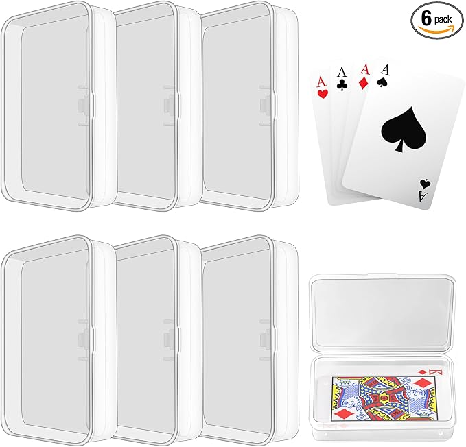 Blank Card Case, 6 Pack Clear Plastic Card Deck Box, Snaps Closed | Storage Box for Base Ball Trading Cards, Business Cards & More by Lenpestia