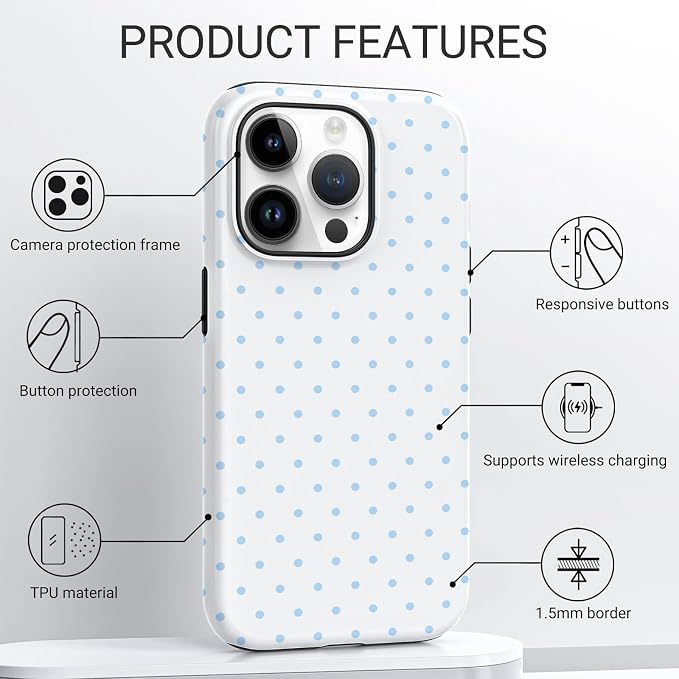 TPU Phone Case for iPhone 14 Pro Max, MagSafe Wireless Charging Compatible, Shockproof Slim Fit Protective Cover with Anti-Yellowing & Raised Camera Protection (Polka dot 3, iPhone 14 Pro Max) - Image 4
