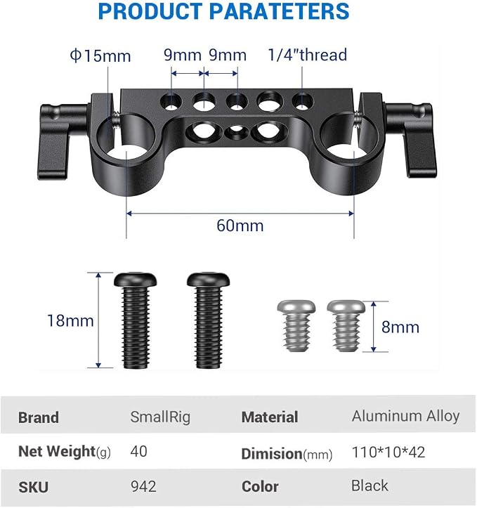 SmallRig Super Lightweight 15mm Railblock, 15mm Rod Clamp with 1/4"-20 Thread for Sony for Canon and Other DSLR Camera Rig Shoulder Support Rail System - 942 (Pack of 2) - Image 4