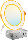 Amico 1 Pack 6 Inch 5CCT LED Recessed Ceiling Light with Double Ring Night Light, 2700-5000K Selectable Ultra-Thin Recessed Lighting, 12W=110W, 1100LM, Dimmable Canless Wafer Downlight, ETL, FCC by Amico