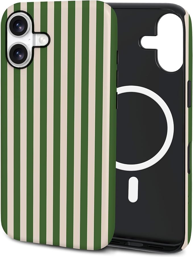 TPU Phone Case for iPhone 16, MagSafe Wireless Charging Compatible, Shockproof Slim Fit Protective Cover with Anti-Yellowing & Raised Camera Protection (Stripe 2, iPhone 16) by Unknown