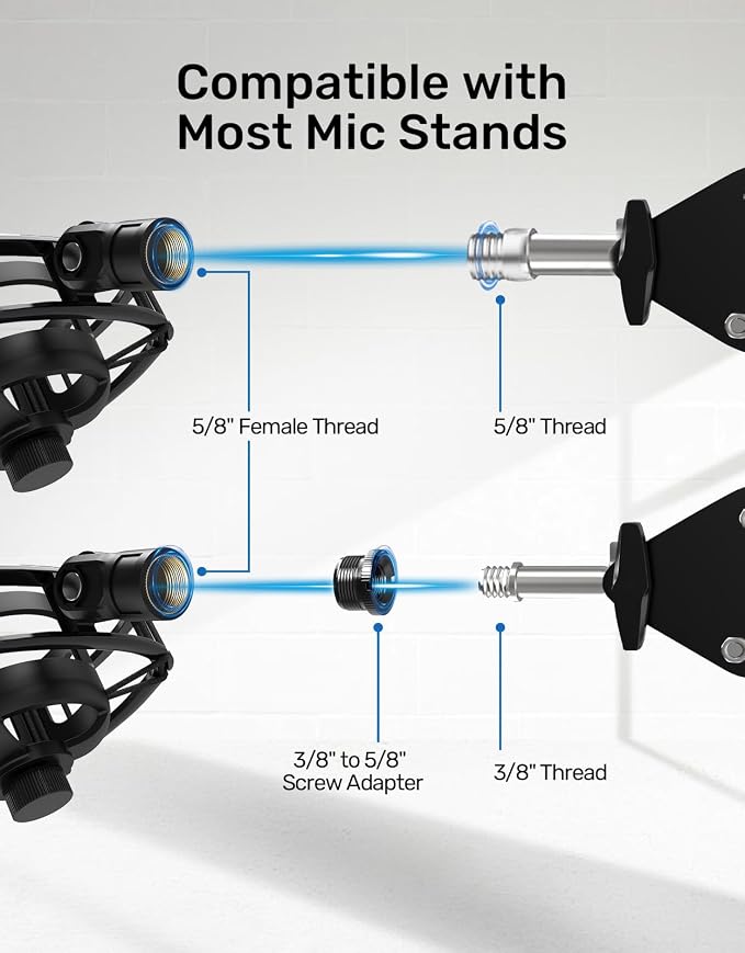 Custom Built Shock Mount for HyperX SoloCast & Razer Seiren Mini Microphone | Elastic Anti-Vibration Suspension, Holder Clip for Mics and Stands, Shock Mount for HyperX SoloCast & Razer Seiren Mini - Image 7