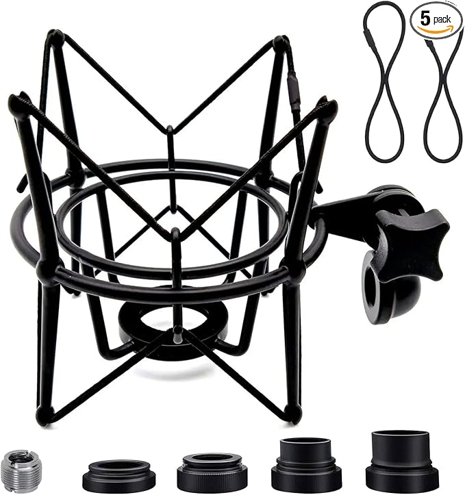 AT2020 Shock Mount Universal Microphone Holder Spider Recording Mic Shockmount Stand Compatible with Many Condenser Mics Like Rode NT1-A NT2-A Procaster MXL 990 770 U87 (Black) by SUUNTOK