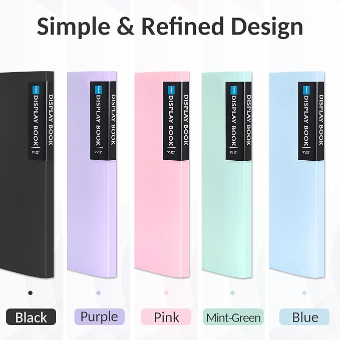 Sooez Art Portfolio 9"x12", 40 Pockets Large Folder Display 80 Pages | Heavy Duty with Clear Sheet Protectors, Presentation Book for Artwork Document Organizer Binder - Image 3