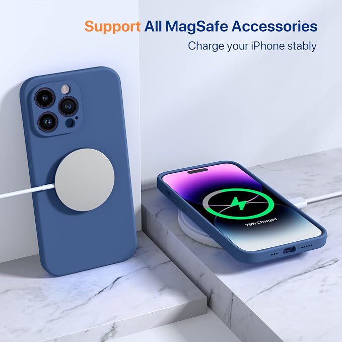Miracase Silicone for iPhone 14 Pro Case, Glass Blue | Soft Anti-Scratch Microfiber Lining, Premium Silicone Cover Shockproof Drop Protection Phone Case for 14 Pro - Image 9