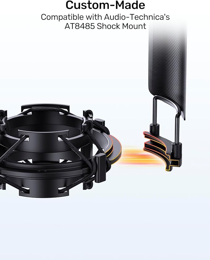 Custom Microphone Shock Mount with Metal Pop Filter for AT2020/2035 | Anti-vibration Suspension Shock Mount Mic Holder Clip, Metal Pop Filter for Audio-Technica AT2020USB, ATR2050, AT3035, AT3060 - Image 4