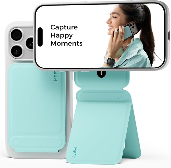 MOFT Phone Tripod Stand, Portable Selfie Stick for iPhone, Mulit-Angle | Pocket Size | Strong Magnets l MOVAS Leather | Magsafe Compatible | Easy to Charge | Stylish |For Content Creators by MOFT