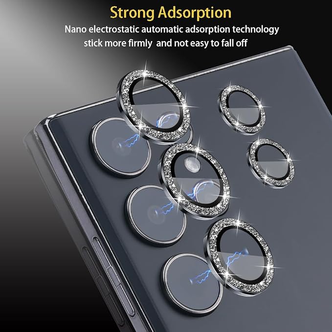 Camera Lens Protector for Samsung Galaxy S24 Ultra, Glitter Black | Tempered Glass, Auto-align Tray, Easy Installation, Case Friendly, Anti-Scratch, HD Clear, Ultra Slim - Image 4