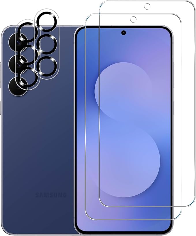 BIGFACE Galaxy S25 FE Tempered Glass Screen Protector + Camera Lens Protector [2 + 2 Pack][Case Friendly][Anti-Scratch][Ultrasonic Fingerprint Unlock] HD Protective Film for Samsung Galaxy S25 FE by Wehaveaprofessionalteam
