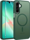 FNTCASE for Galaxy A26 5G Phone Case, Fit for Magsafe, Screen Protector | Translucent Matte, 14FT Military Grade Drop Protection, Slim Shockproof Protective, for Samsung A 26 4G Cover, Green by FNTCASE