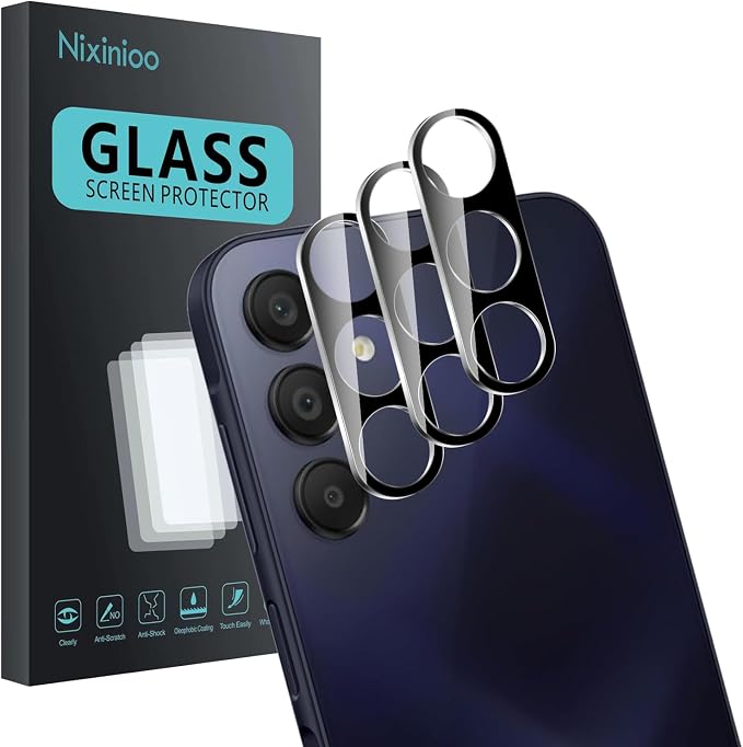 3 Pack Camera Lens Protector for Samsung Galaxy A15 5G | Tempered Glass,Anti-Fingerprint,9H Hardness,Scratch Resistant,Easy to Install,Bubble Free,HD Clarity by Unknown