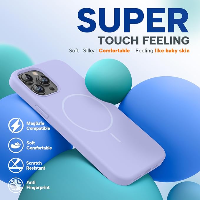 Miracase Silicone & Magnetic for iPhone 12 Pro Max Case, Light Purple | Compatible with MagSafe, Soft Microfiber Lining, Premium Silicone Case Shockproof Drop Protection Phone Case for 12 Pro Max - Image 4