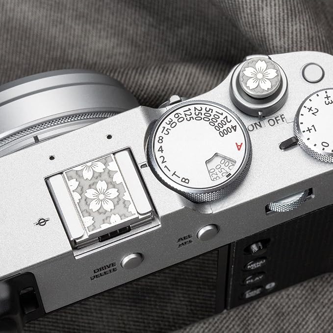Floral Pattern Hot Shoe Cover Shutter Button for Fuji X100VI XT30III | Aluminum alloy cherry blossom pattern dust-proof hot shoe cover shutter Botton For Fuji XT5 XT4 XT3 XT30III X100VI X-E4 X-E3 - Image 5