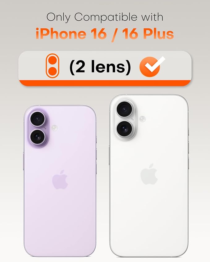 TOCOL Camera Lens Protector for iPhone 16 / iPhone 16 Plus Tempered Glass HD Individual Scratch Resistant Camera Cover Accessories Case Friendly 2 Pack（Pink） - Image 2