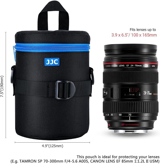 JJC Camera Lens Case Pouch, Padded Bag Fits Lens up to 3.9 x 6.5 (D x L) | for Canon RF 24-105mm f4L/EF 24-70mm f2.8L/EF 100mm/Nikon NIKKOR Z 24-70mm f2.8S/AF-S 24-70mm f2.8G Lens & More - Image 4