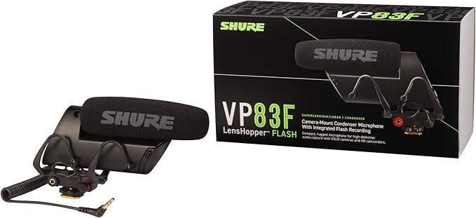 Shure VP83F LensHopper Camera-Mounted Condenser Shotgun Microphone with Integrated Digital Flash Recording - Windscreen, Superior RF Immunity, Backlit LCD, 5-Position Joystick, Rycote Lyre Shock Mount - Image 2