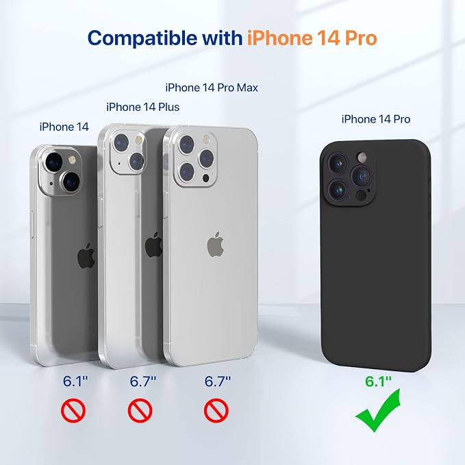 Miracase Silicone & Magnetic for iPhone 14 Pro Case, Dark Black | Compatible with MagSafe, Soft Microfiber Lining, Premium Silicone Cover Shockproof Drop Protection Phone Case for 14 Pro - Image 2