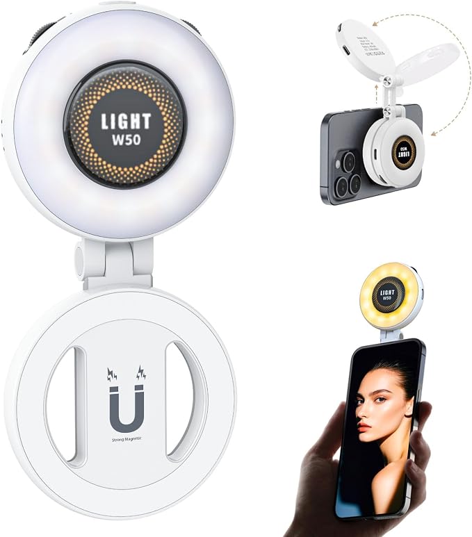 Magnetic Portable Selfie Light for iPhone - Phone Ring Light Rechargeable for Camera Picture Make up Photos Video Conferences LED Selfie Ring Fill Light TikTok/Zoom Calls/Video Conference by Unknown