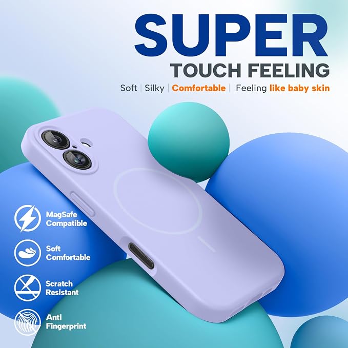 miracase Magnetic for iPhone 16 Plus Case, [Soft Anti-Scratch Microfiber Lining], Compatible with MagSafe, Liquid Silicone Shockproof Drop Protection Phone Case for 16 Plus,Light Purple - Image 8