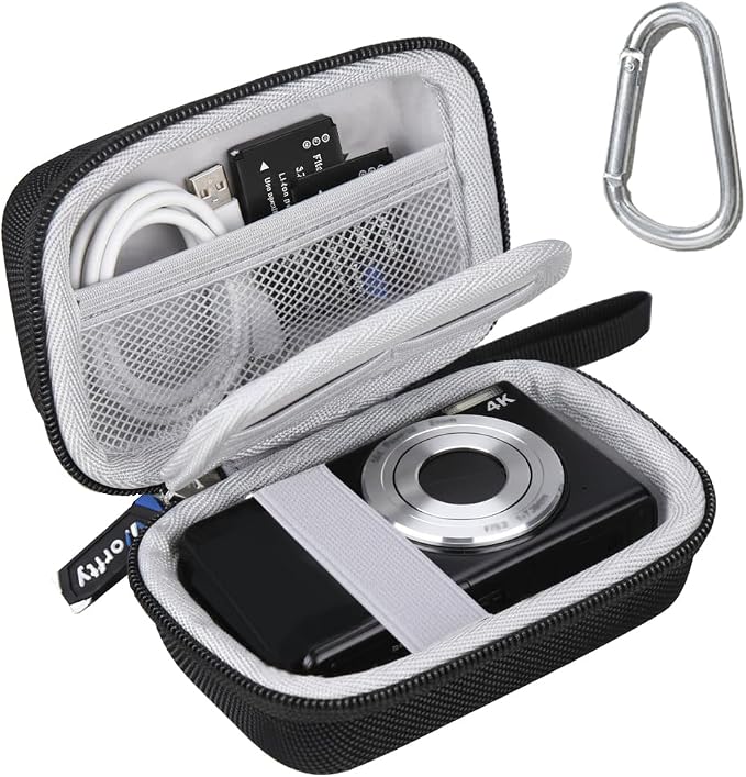 Digital Camera Case for FJFJOPK/for Lecnippy 4K Vlogging Camera/SECHKISS/Fleafer Upgrade FHD 1080P Digital Camera with Mesh Pocket for Accessories SD Card Cable (Case Only) (Black) by Unknown