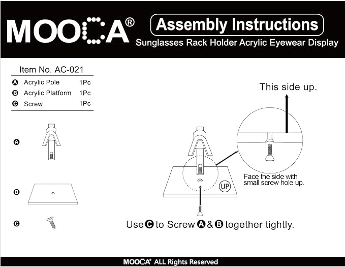 MOOCA 3-Piece Acrylic Eyewear Riser Display Stand for Sunglasses | Eyewear rack with oversized supports displays large sunglasses and eyeglasses for show,store,home and easy assemble.' - Image 7