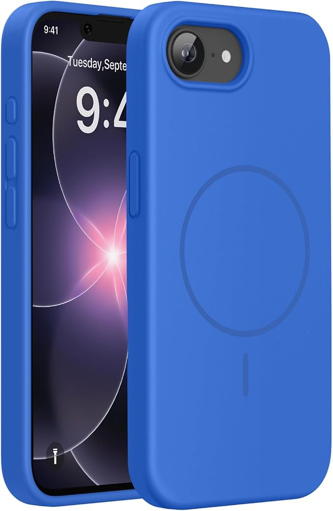 miracase Magnetic for iPhone 17e Case & iPhone 16e Case, [Soft Anti-Scratch Microfiber Lining], Compatible with MagSafe, Silicone Shockproof Protection Phone Case for iPhone 17e/16e, Blue by Miracase