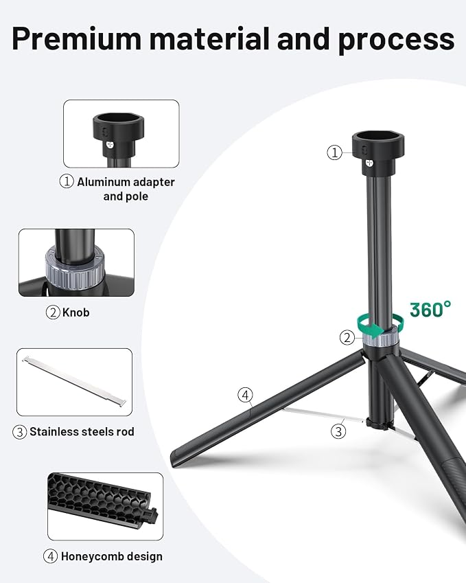 Starlink Mini Tripod Stand Mount for All Starlink Mini Models | Portable Starlink Mini Tripod Stand Mount with Aluminum Tripod Adapter for RV, Camping, Outdoor Setups - Image 4