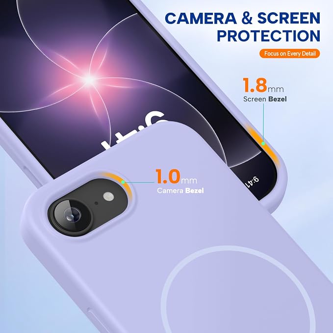 miracase Magnetic for iPhone 17e Case & iPhone 16e Case, [Soft Anti-Scratch Microfiber Lining], Compatible with MagSafe, Silicone Shockproof Protection Phone Case for iPhone 17e/16e, Light Purple - Image 4