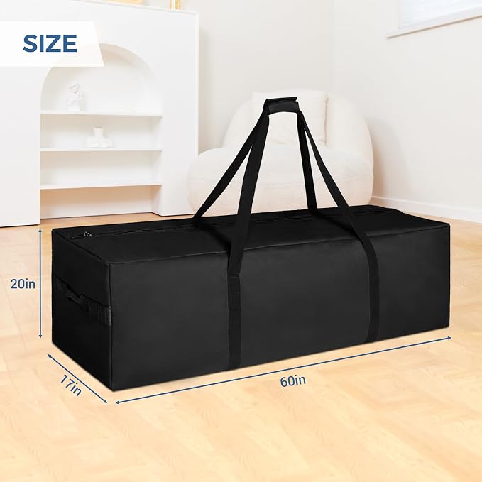 COOLBEBE 2 Pack 60" Sports Duffle Bag - 332L Extra Large Travel Luggage Bag | Upgrade Dual Zipper, 600D High-Density Fabric, Sturdy & Water Resistant Long Duffle Bag for Camping Moving, Black 60inch - Image 5