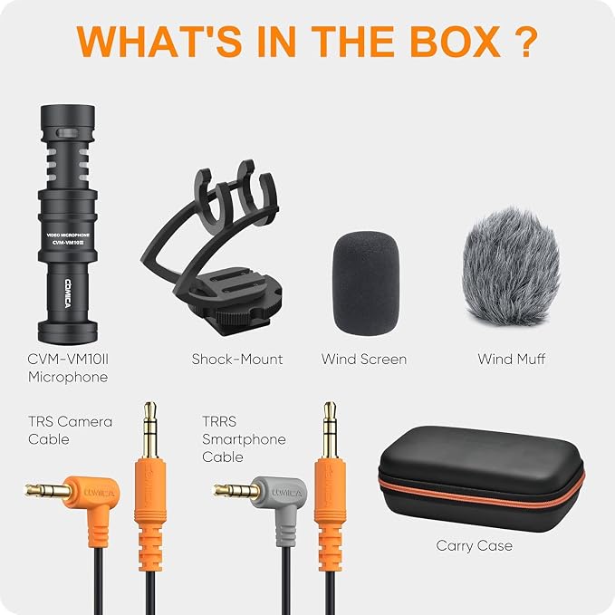 Camera Microphone,Comica CVM-VM10II Professional Video Microphone with Shock Mount, Deadcat,Compact Shotgun Mic Compatible with iPhone,DSLR Camera,Android Smartphones- Perfect for TikTok YouTube Vlog - Image 9