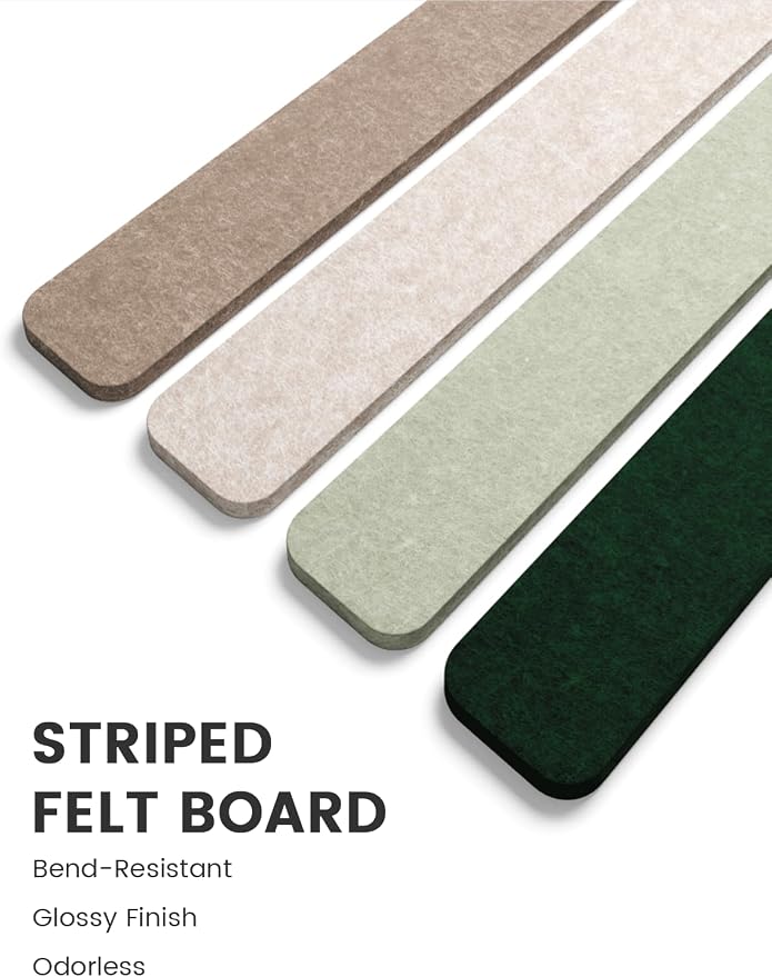 Fluxynara 13" x 2" Felt Wall Panels, Nordic Moss | 8-Pack Includes 50 Push Pins and Adhesive Tabs for Photos, Notes and Decor in Bedroom Doors, Home Office or Studios - Image 3