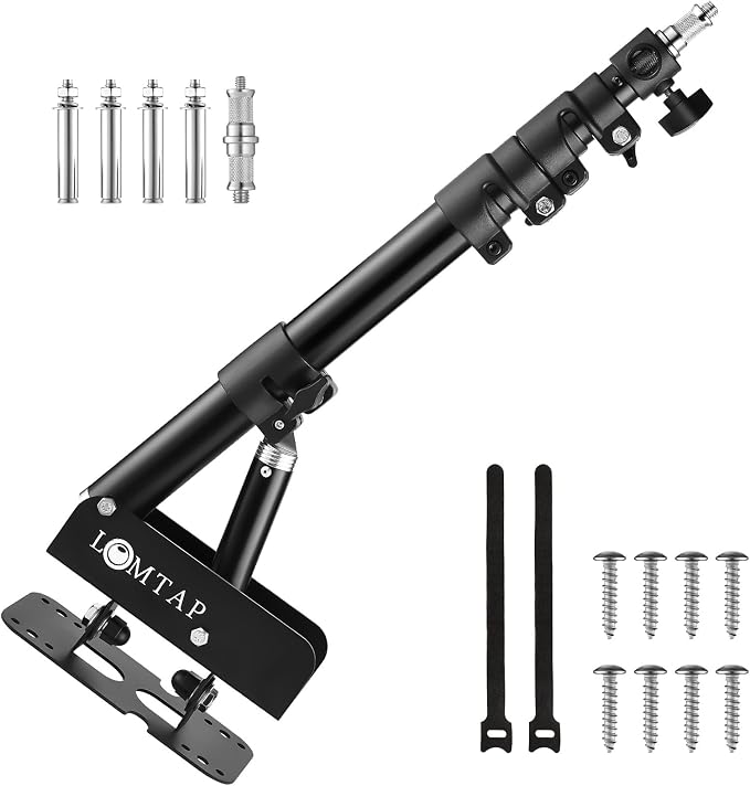 Ring Light Wall Mount Adjustable 45.7" Boom Arm Stand for Photography Lighting Studio, Camera Triangle Wall Mount, Sturdy Alloy Support for Salon, Tatto Light, Barber Shop, Strobe by LOMTAP