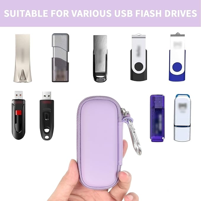 USB Flash Drive Case, SD Card/Thumb Drive/Memory Cards Holder, Bag Only | SDXC/SDHC Storage, Electronic Accessories Organizer for SanDisk / for Samsung, for Students/IT/Office/School/Travel, L-Purple - Image 2