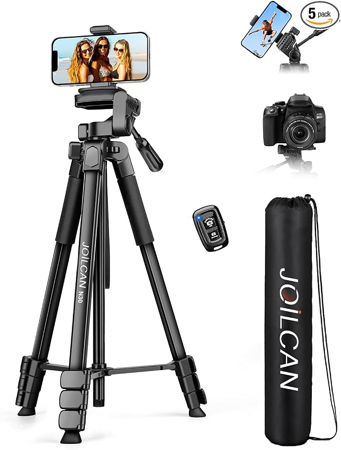 JOILCAN Phone Tripod Stand - 67" Aluminum Extendable Tripod with Remote | Portable Tripods for iPhone Photos Selfie & Video, Compatible with iPhone DSLR Camera Projector by JOILCAN