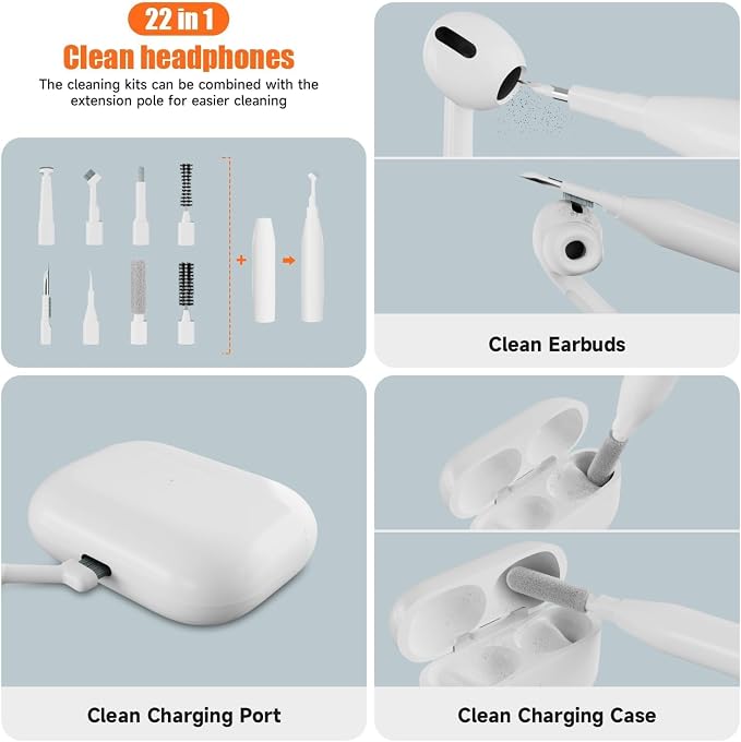 Laptop Cleaning Kit Keyboard Cleaner Brush, 22-in-1 Laptop Cleaner Tool | Multi-Function, for MacBook, Phone, Headphone, Earbuds, Camera Lens and Other Electronic Device, All-in-one with Upgrade - Image 4