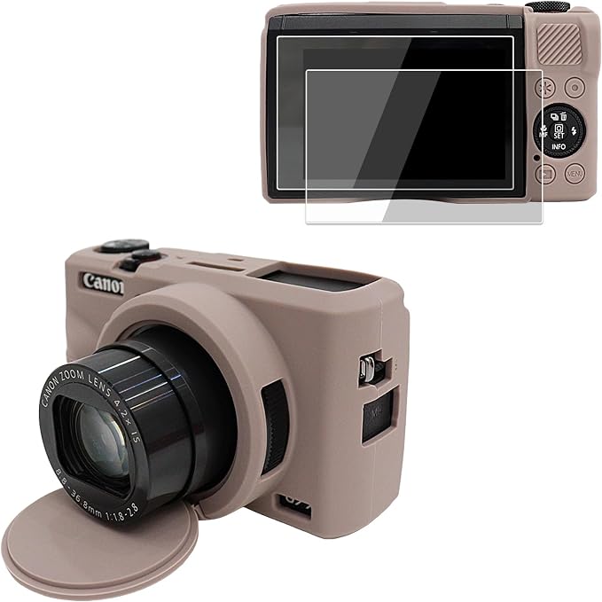 VOVMOEYA Camera Case for Canon Powershot G7 X Mark III with 2PCS Screen Protector,Full Pritection Soft G7X III Silicone Case Detachable Lens Cover Protective Cover for Canon G7XIII G7X3-Grey - Image 8