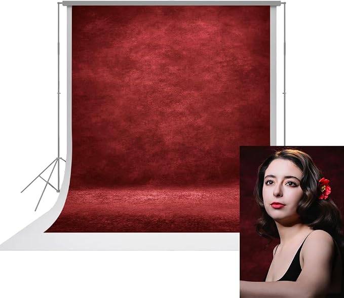UrcTepics 8x16ft Red Abstract Photography Backdrop for Studio Portraits, Headshots - Textured Professional Background Cloth by UrcTepics