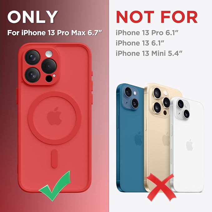 CAPRARO for iPhone 13 Pro Max Case, Compatible with MagSafe | Upgraded [Full Camera Protection] Shockproof Protective Slim Translucent Matte Magnetic Phone Case 6.7'', Watermelon Red - Image 2