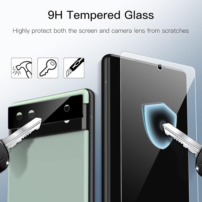 JETech Screen Protector for Google Pixel 6a, 2+2 Pack | with Camera Lens Protector, HD Clear Tempered Glass, Anti-Scratch Protection, Easy Installation Tool - Image 5