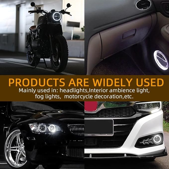 Qasim 1-Pair 120MM White+Amber Switchback 144SMD 4014 LED Halo Ring Angel Eyes Fog Warning Lights 12V - Image 7