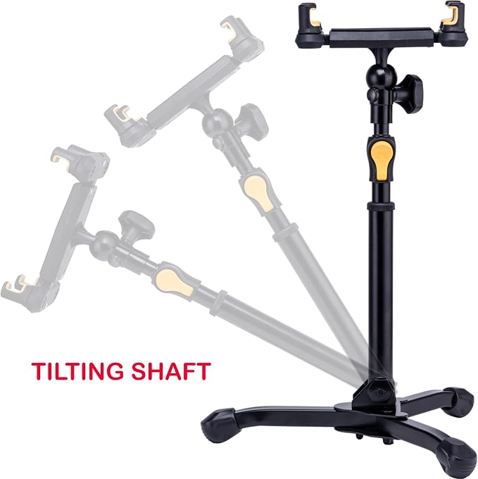 Hercules Stands DG307B-TS2 Tabletop Tablet & Smartphone Stand, 360 Degree Adjustment, One-Handed Height Adjustable, Weighted Base, Compatible with iPad & Samung Galaxy Tablet, Bundle w/ Cleaning Cloth - Image 4