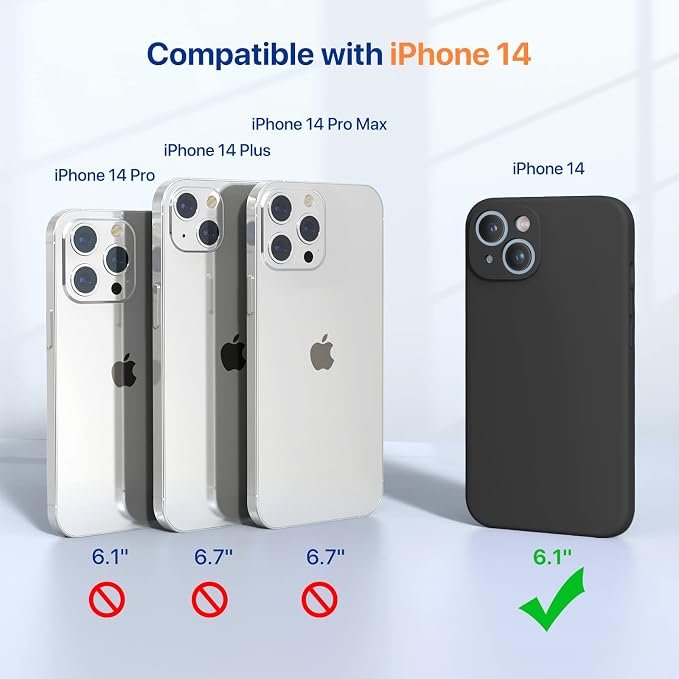 Miracase Silicone for iPhone 14 Case, Black | Soft Anti-Scratch Microfiber Lining, Premium Silicone Cover Shockproof Drop Protection Phone Case for 14 - Image 6