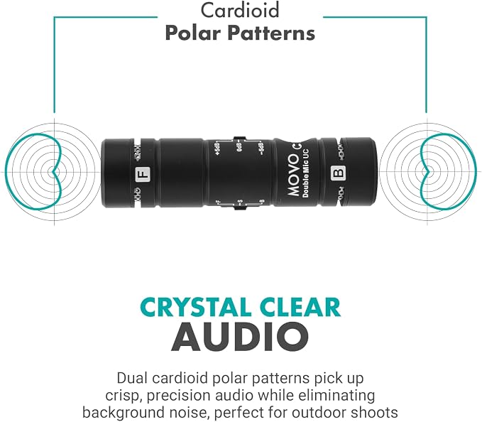 Movo DoubleMic-UC Dual Capsule Phone Microphone for USB-C Devices- Two-Sided Cardioid Condenser Android Shotgun Mic for Video Recording- Professional Microphone for Samsung, iPad Pro, Google Pixel - Image 3