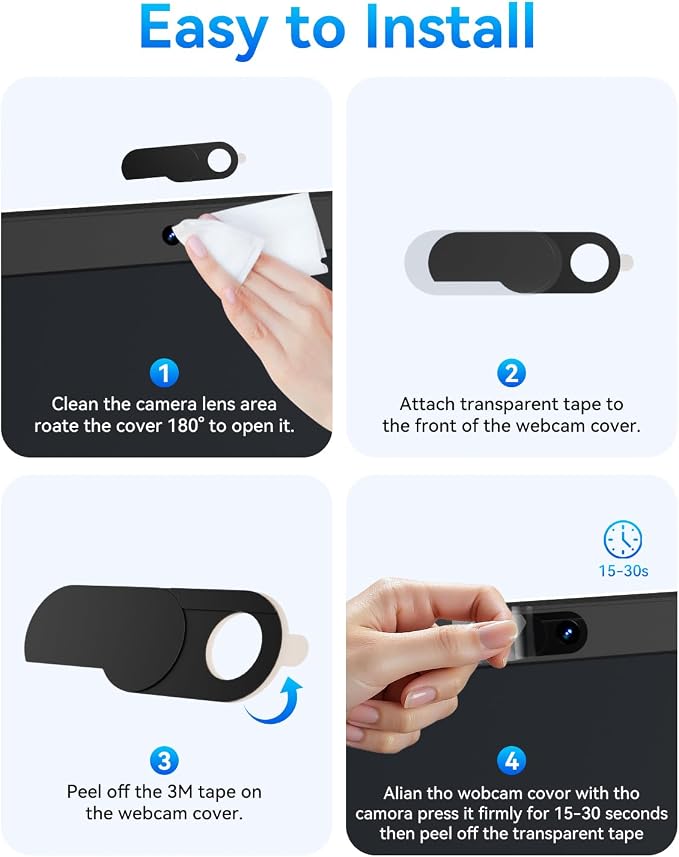 imluckies Rotating Webcam Cover [2-Pack], 0.02 Inch Ultra-Thin Metal Privacy Cover for Laptop, MacBook, iMac, PC, iPad & iPhone, Black - Image 6