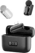 ULANZI A200 Mini Mic Wireless Lavalier Lapel Microphone for iPhone 17/16/15 Type-C, 48kHz/24-bit, Plug & Play, Smart Noise Cancelling, Digital Display, 30H Battery for Video Recording(White + Black) by ulanzi