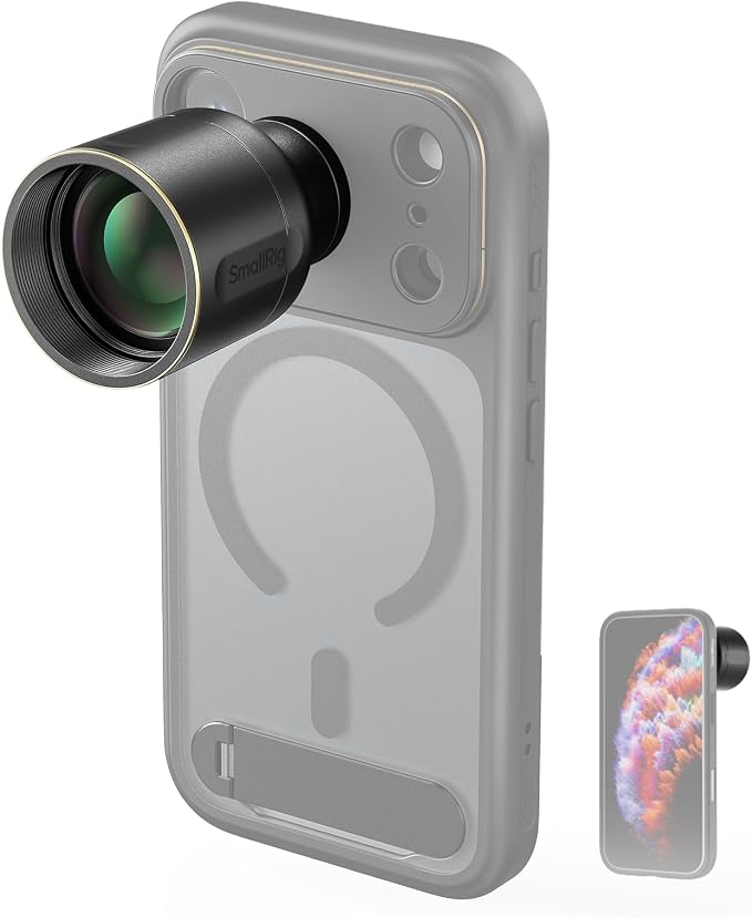 SmallRig 2X Telephoto Lens for iPhone 17/16/15 Pro Max, 2X Magnification HD Lens with T-Mount for Phone Case, Compatible with Smartphone 4x/5x/8x Telephoto Camera - 5920 by SmallRig
