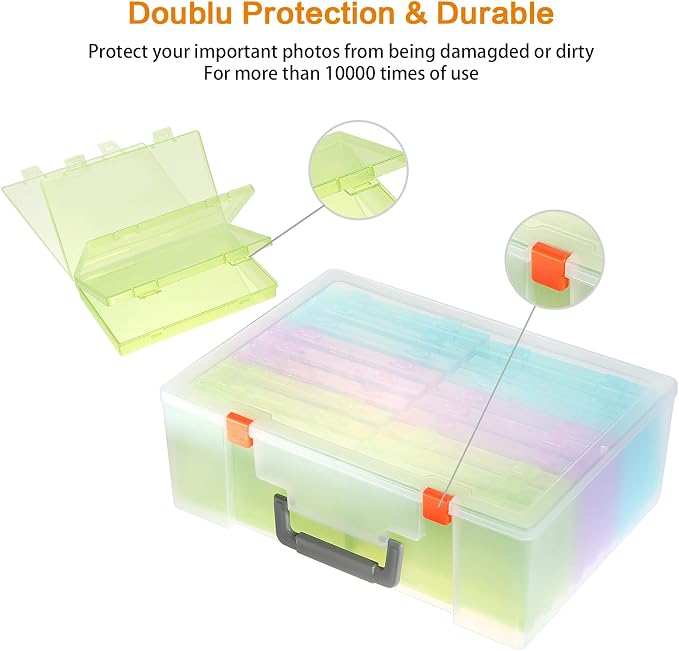 Photo Storage Box 4x6, 18 Inner Extra Large Photo Case Large Photo Organizer Acid-Free Photo Box Storage Photo Keeper Photo Storage Case, Plastic Craft Storage Box for Photo Stickers Stamps Seeds - Image 4